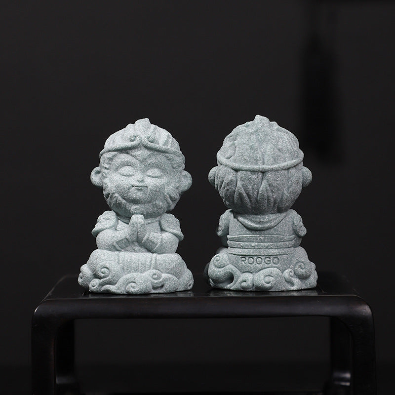 Aquarium Monkey King Statue Fish Tank Buddha Statue Sandstone